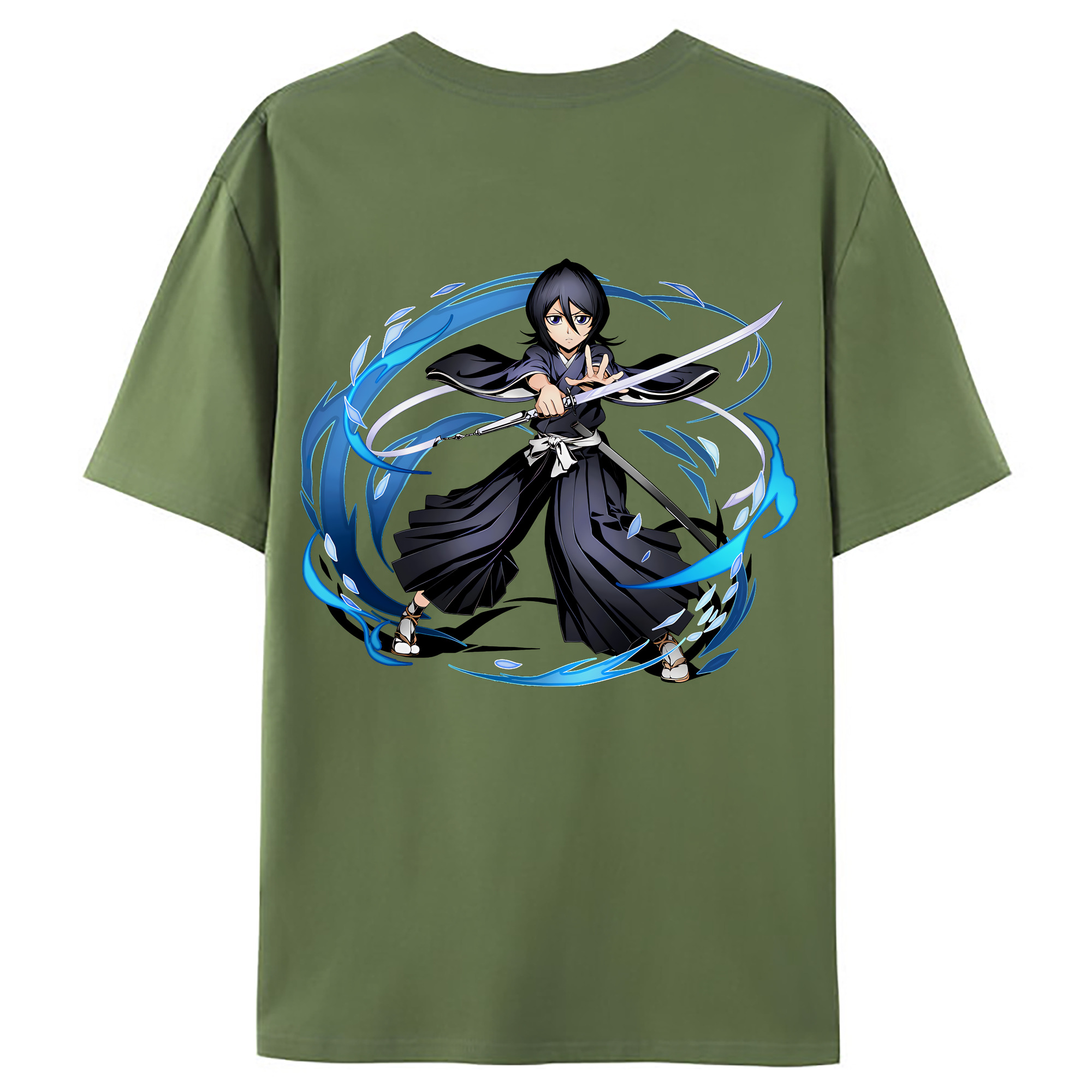 （画像用） ブリーチ 朽木ルキア BLEACH Kuchiki Rukia 綿100％ メンズ半袖Tシャツ（バックプリント） 通気性